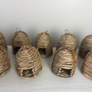 Hand Woven Straw Bird house Set 9Ct